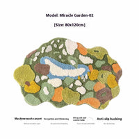 HKM-012115 Children's Room Floor Mat in Miracle Garden Design, Various Sizes Available, Machine Washable, Polyester Material