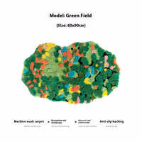 HKM-012115 Children's Room Floor Mat in Miracle Garden Design, Various Sizes Available, Machine Washable, Polyester Material