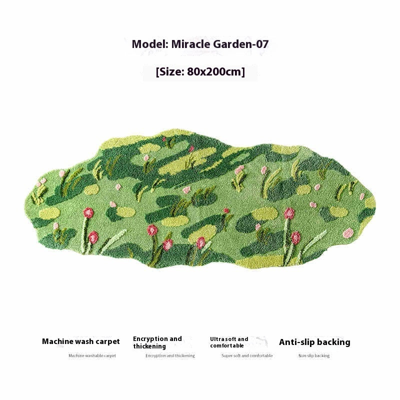 HKM-012115 Children's Room Floor Mat in Miracle Garden Design, Various Sizes Available, Machine Washable, Polyester Material