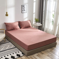 HKM-012115 Waterproof Velvet Bed Sheet Set with Pillows - Various Sizes Available
