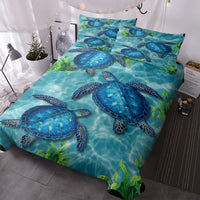 HKM-012307 Sea Turtle King Size Duvet Cover Set with Zipper Closure and 2 Pillowcases in Soft Microfiber