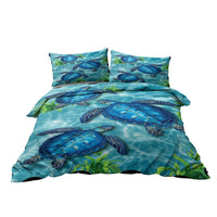 HKM-012307 Sea Turtle King Size Duvet Cover Set with Zipper Closure and 2 Pillowcases in Soft Microfiber