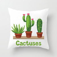 HKM-012371 Green Plant Design Peach Skin and Linen Square Pillow Cover, 45cm x 45cm, Machine Washable