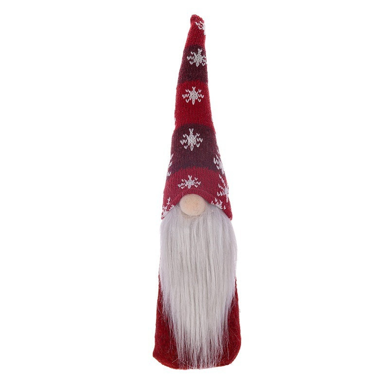 HKM-012435 Faceless Elderly Pendant Doll for Christmas Decoration - Cloth, European & American Style, Red & Gray