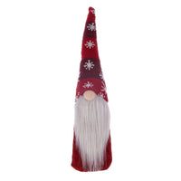 HKM-012435 Faceless Elderly Pendant Doll for Christmas Decoration - Cloth, European & American Style, Red & Gray