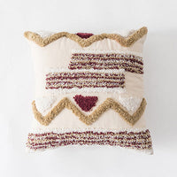 HKM-012435 Indian Embroidered Tufted Pillow with Tassels - 45x45cm Plush Cover
