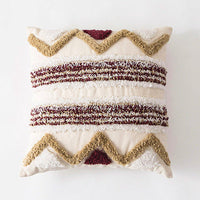 HKM-012435 Indian Embroidered Tufted Pillow with Tassels - 45x45cm Plush Cover