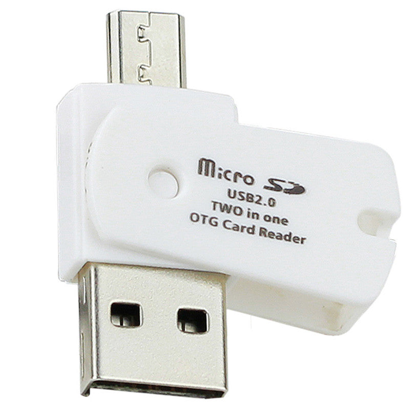 HKM-012691 2-in-1 USB 2.0 TF Card Reader for Micro USB Android Devices and PCs, Compatible with TF and MicroSD Cards