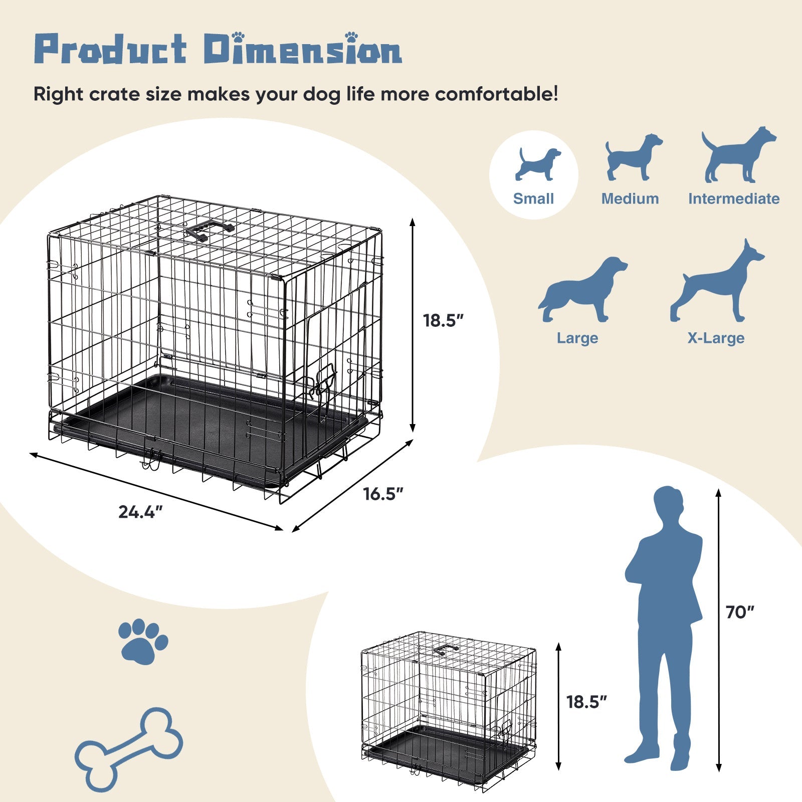 HKM-012691 24-30 Inch Single Door Dog Cage