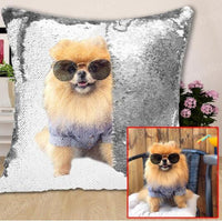 HKM-012691 Customizable Sequin Pillowcase with Your Photo, 40cm x 40cm, Gold