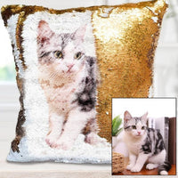 HKM-012691 Customizable Sequin Pillowcase with Your Photo, 40cm x 40cm, Gold