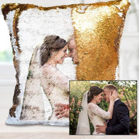 HKM-012691 Customizable Sequin Pillowcase with Your Photo, 40cm x 40cm, Gold