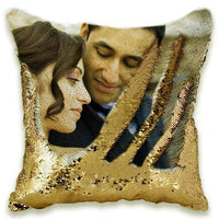 HKM-012691 Customizable Sequin Pillowcase with Your Photo, 40cm x 40cm, Gold