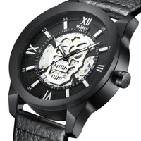 HKM-012819 Men's Casual Hollow Quartz Watch with Calendar Function, Waterproof Design, Brown and Black Strap 20m
