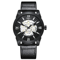 HKM-012819 Men's Casual Hollow Quartz Watch with Calendar Function, Waterproof Design, Brown and Black Strap 20m