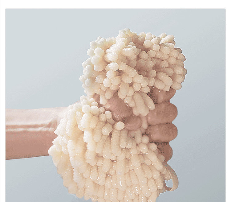 HKM-012883 Super Absorbent Chenille Hanging Hand Towel - Soft, Quick-Drying, Easy to Wash, Beige