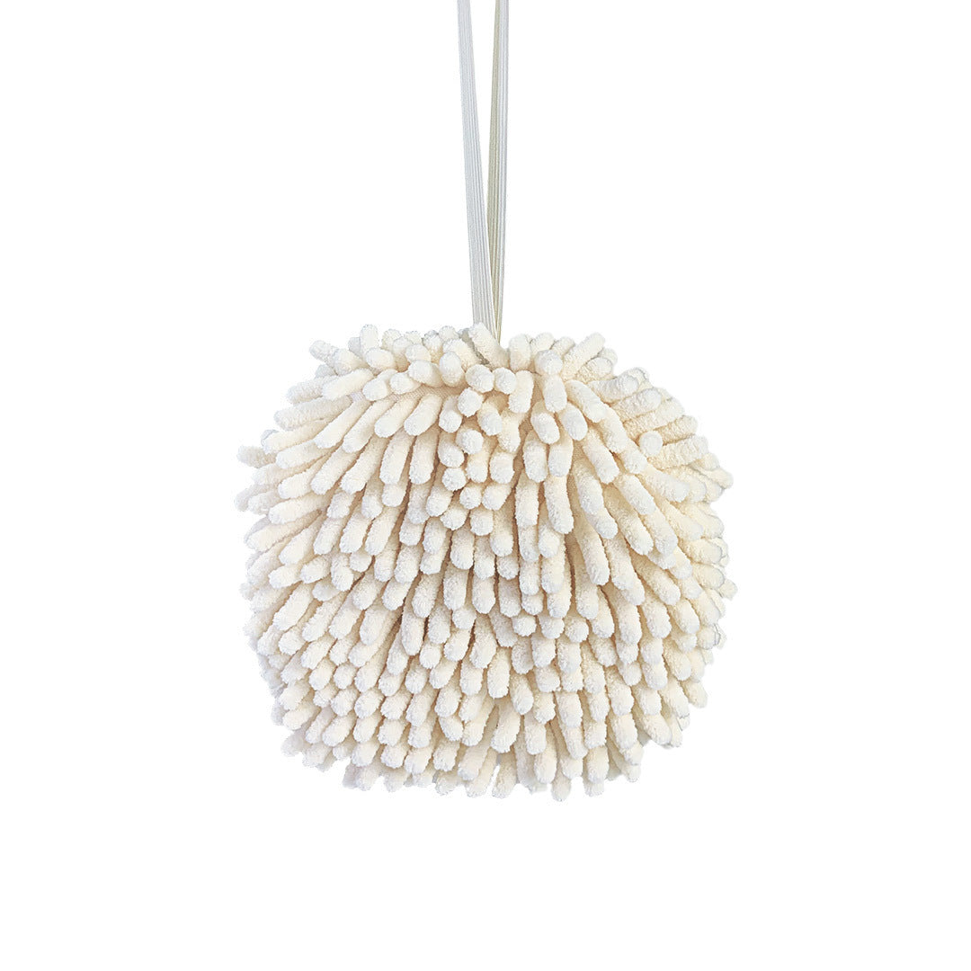 HKM-012883 Super Absorbent Chenille Hanging Hand Towel - Soft, Quick-Drying, Easy to Wash, Beige