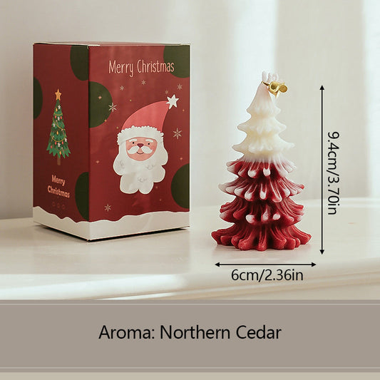HKM-013075 3D Cedar Christmas Tree Candle - Aromatherapy Ornament for Home Decor and Gifts