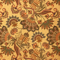 HKM-013139 Floral Cork Leather Tablecloth - Natural Cork Cloth, 1.37m to 1.40m, Laser Engraved and Embossed