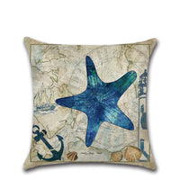 HKM-013139 Marine Life Cartoon Pillowcases - Sea Turtle, Swordfish, Starfish, Jellyfish, Octopus, Sea Fish - 45x45 cm