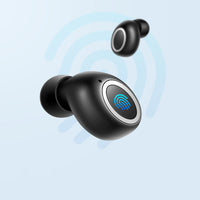 HKM-013203 Wireless Bluetooth Mini Headset - Stereo Earplug Style, 10m Range, Available in Black, White, Gold, Rose Gold, Blue