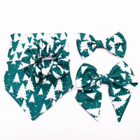 HKM-013395 Stylish Printed Triangle Scarf Set with Bow Tie and Hair Tie