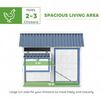 HKM-013459 55.5 Inch Wooden Chicken Coop with Run and Nesting Box for 2-3 Chickens, Weather-Resistant Design
