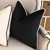 HKM-013459 Solid Color Velvet Pillowcase - Fashion Simple Design in Black or White, 45x45CM