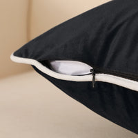 HKM-013459 Solid Color Velvet Pillowcase - Fashion Simple Design in Black or White, 45x45CM