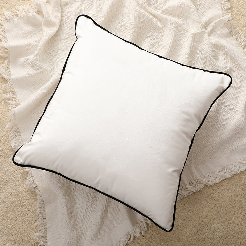HKM-013459 Solid Color Velvet Pillowcase - Fashion Simple Design in Black or White, 45x45CM