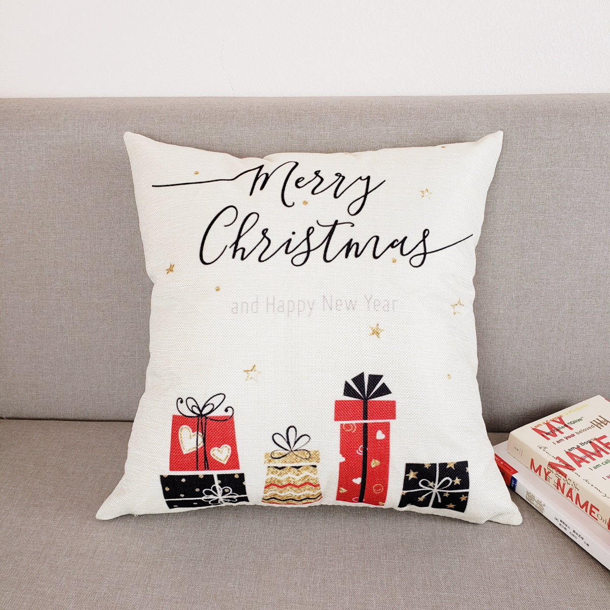 HKM-013587 Christmas-Themed Polyester Pillowcase for Cozy Holiday Decor