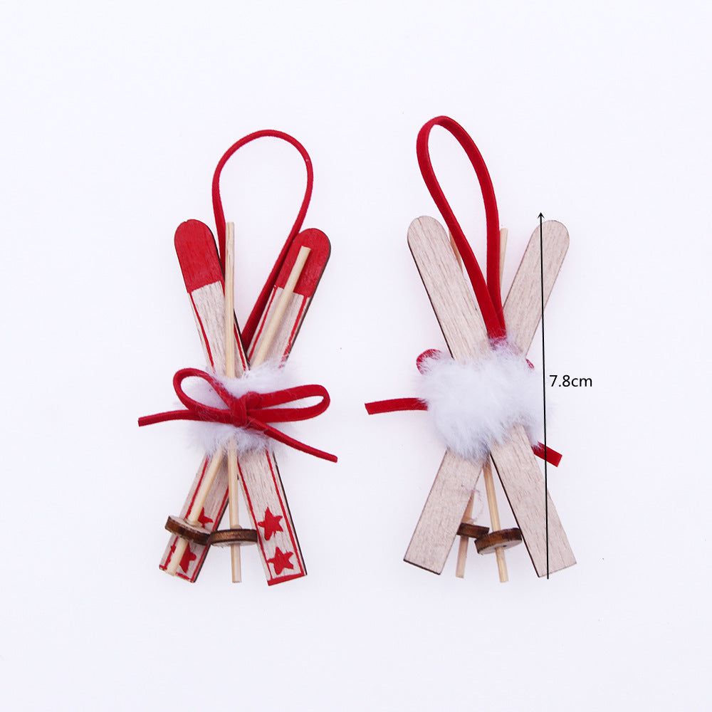 HKM-013587 Wooden Sleigh Christmas Tree Pendant for Home and Office Decor