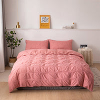 HKM-013779 Three-Piece Bedding Set with Geometric Pattern in Brushed Polyester for Various Bed Sizes