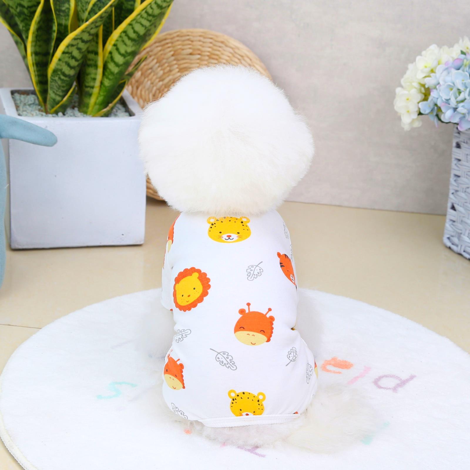 HKM-013907 Casual Cotton Four-Legged Pet Clothing in Lemon, Lion, Smiling Face, and Ice Cream Designs