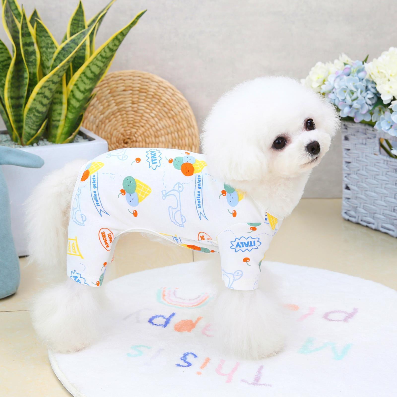 HKM-013907 Casual Cotton Four-Legged Pet Clothing in Lemon, Lion, Smiling Face, and Ice Cream Designs