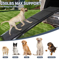 HKM-013971 Portable Folding Dog Ramp for Cars - 63" Long, 17" Wide, Non-Slip Surface, Supports Up to 250LBS