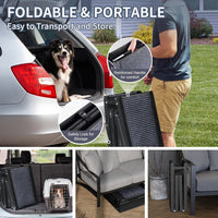 HKM-013971 Portable Folding Dog Ramp for Cars - 63" Long, 17" Wide, Non-Slip Surface, Supports Up to 250LBS
