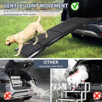 HKM-013971 Portable Folding Dog Ramp for Cars - 63" Long, 17" Wide, Non-Slip Surface, Supports Up to 250LBS