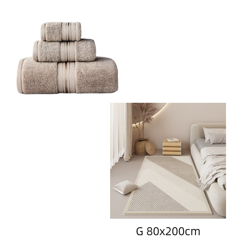 HKM-014035 Cotton Bath Towel Set - 3-Piece Collection with Beach Towel and Square Scarf in Multiple Colors