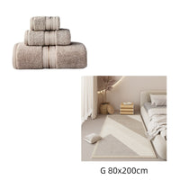 HKM-014035 Cotton Bath Towel Set - 3-Piece Collection with Beach Towel and Square Scarf in Multiple Colors