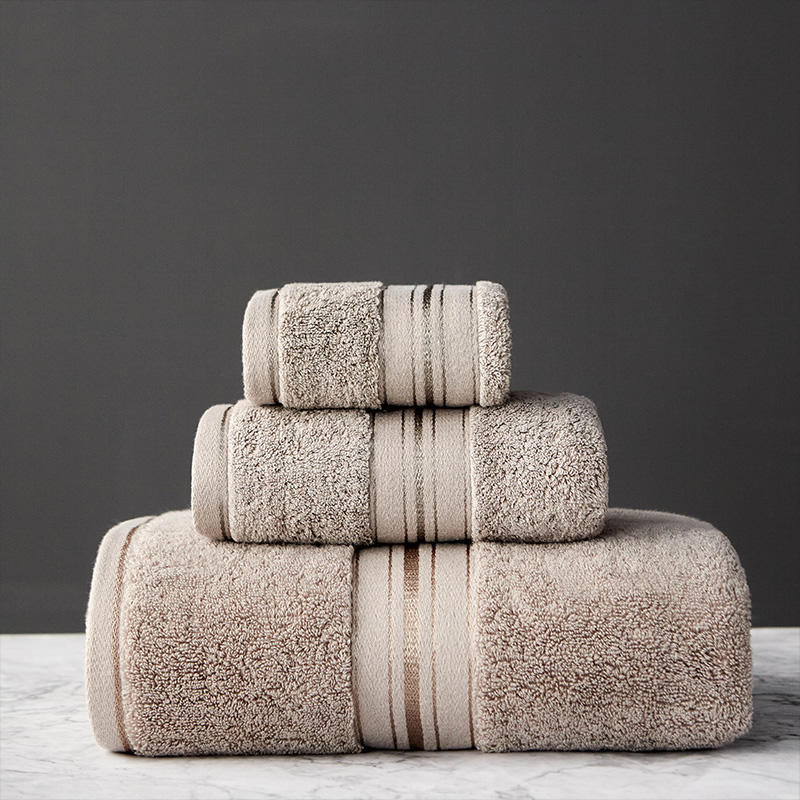 HKM-014035 Cotton Bath Towel Set - 3-Piece Collection with Beach Towel and Square Scarf in Multiple Colors