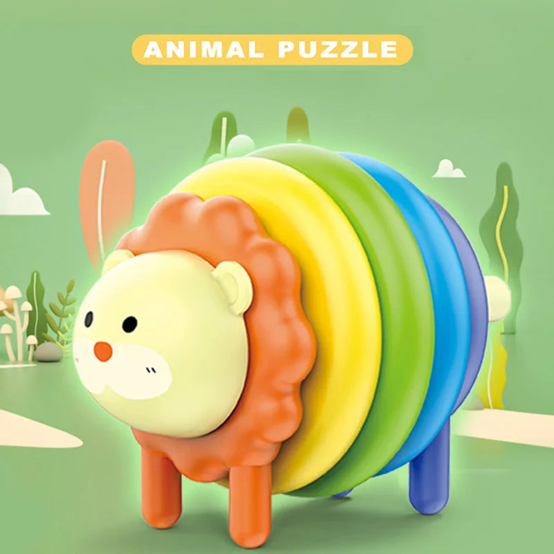 HKM-014035 DIY Lacing Animal Stacking Rings Educational Toy for Sensory Development and Puzzle Play for Babies and Toddlers