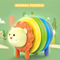 HKM-014035 DIY Lacing Animal Stacking Rings Educational Toy for Sensory Development and Puzzle Play for Babies and Toddlers