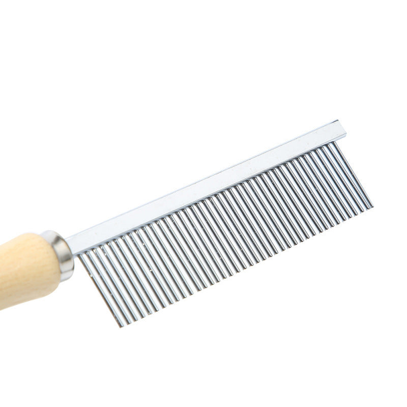 HKM-014163 Wooden Handle Open-Knot Comb for Cats and Dogs - 40 Teeth - 19.5X3CM