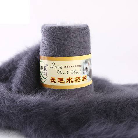 HKM-014291 Hand-Knitted Medium Thick Mink Scarf - Soft Woolen Cone Yarn