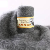 HKM-014291 Hand-Knitted Medium Thick Mink Scarf - Soft Woolen Cone Yarn