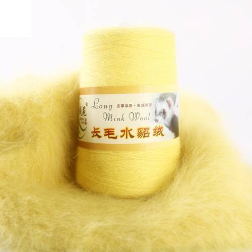 HKM-014291 Hand-Knitted Medium Thick Mink Scarf - Soft Woolen Cone Yarn