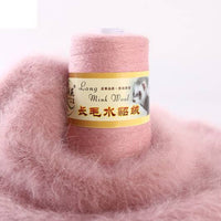 HKM-014291 Hand-Knitted Medium Thick Mink Scarf - Soft Woolen Cone Yarn