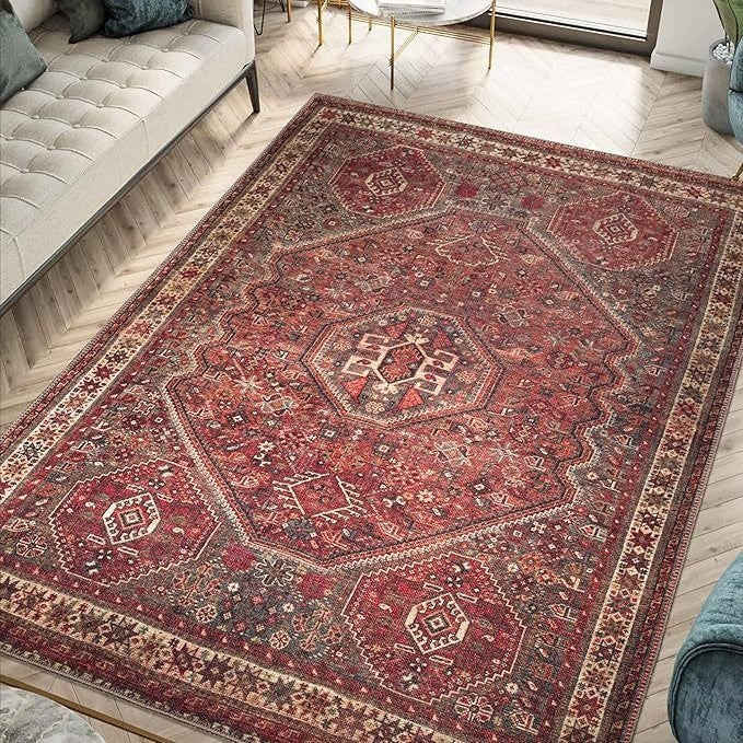 HKM-014355 Bohemian Ethnic Geometric Pattern Crystal Velvet Carpet in Various Sizes
