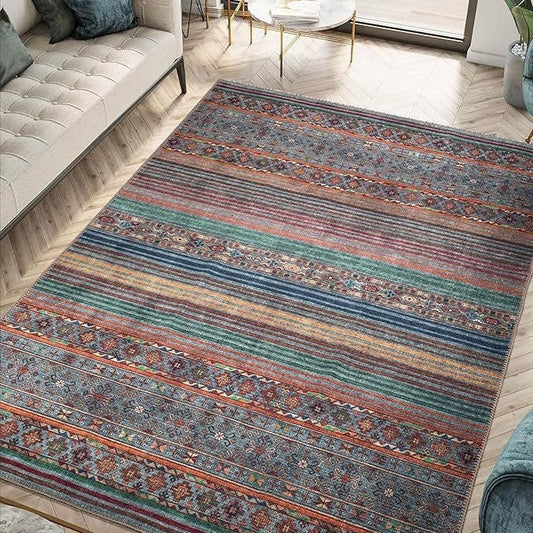 HKM-014355 Bohemian Ethnic Geometric Pattern Crystal Velvet Carpet in Various Sizes